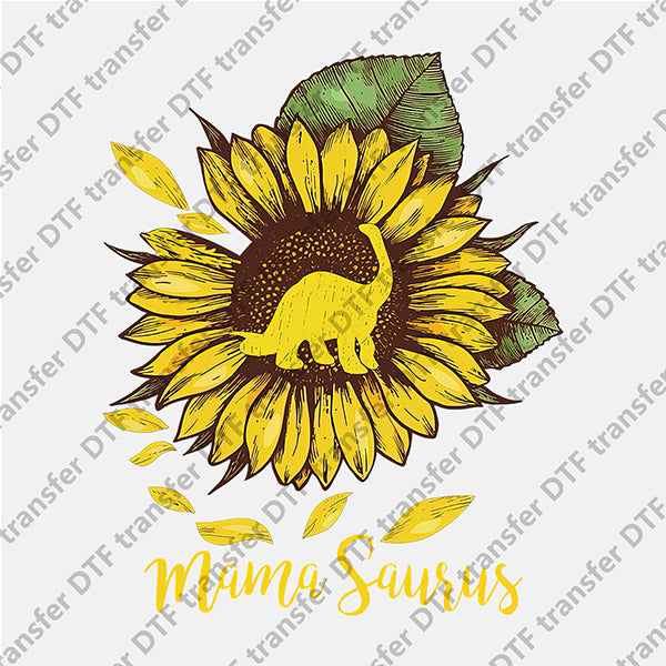 Mama Saurus Yellow Sunflower DTF transfers FL.008