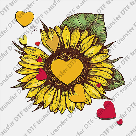 Heart Yellow Sunflower DTF transfers FL.009