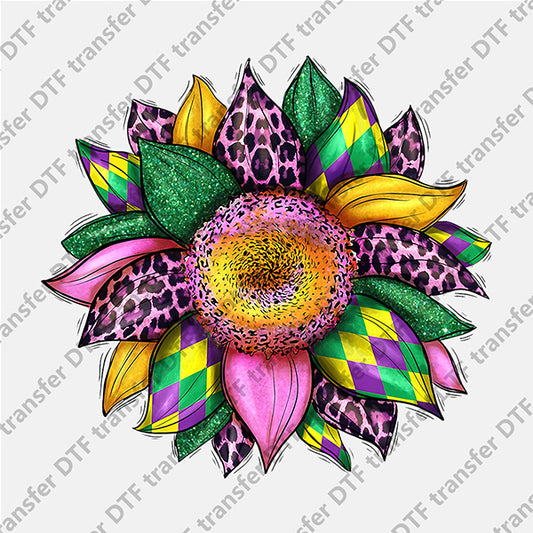 Purple Leopard Colored Sunflower DTF transfers FL.013