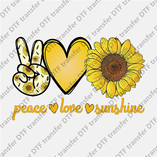 Peace Love Sunshine Sunflower DTF transfers FL.018