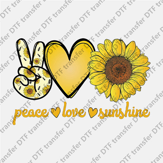 Peace Love Sunshine Sunflower DTF transfers FL.018