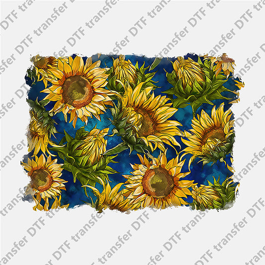 Blue Background and Many Sunflowers DTF transfers FL.020