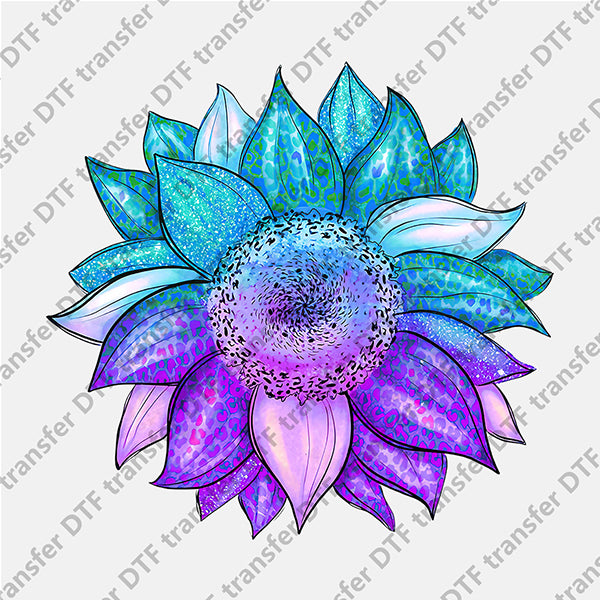 Blue and Purple Sunflower DTF transfers FL.021