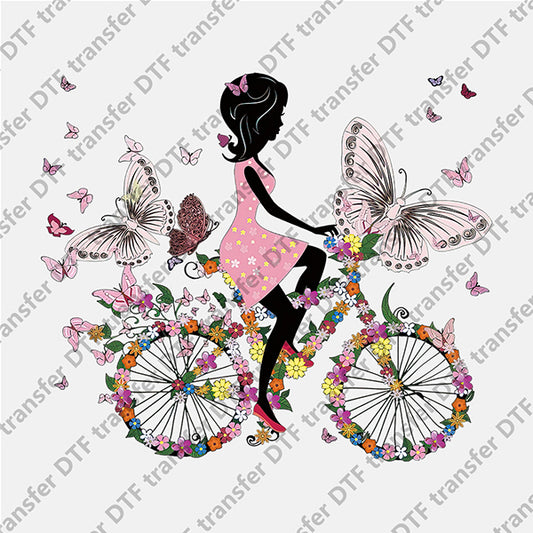 Flower and Butterfly Bicycle DTF transfers FL.025