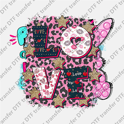 Pink Leopard Love DTF transfers LOVE.011