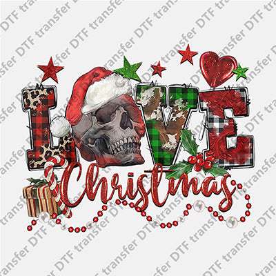 Love Skull Christmas DTF transfers LOVE.013