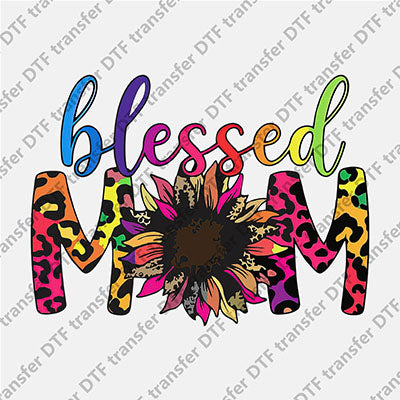 Blessed MOM Colored Sunflower DTF transfers MAMA.008