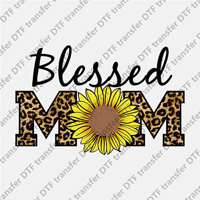 Blessed Mom Sunflower Leopard DTF transfers MAMA.009