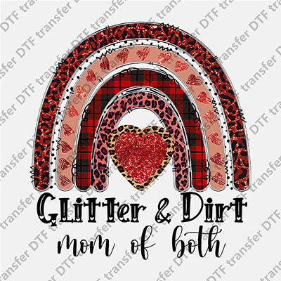 Glitter Dirt Heart Rainbow DTF transfers MAMA.037