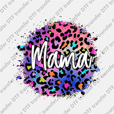 Colored Leopard Mama DTF transfers MAMA.044