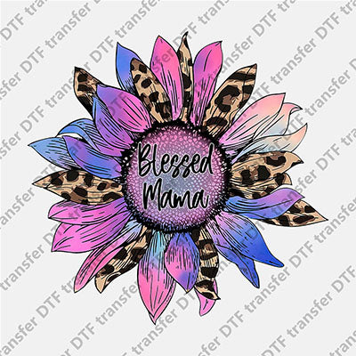 Colored Sunflower Blessed Mama DTF transfers MAMA.045