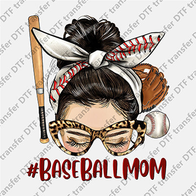 Baseballmom Messy Bun DTF transfers MB.005