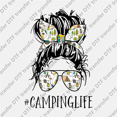 Camping Life Messy Bun DTF transfers MB.006