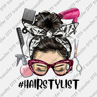 Hairstylist Messy Bun DTF transfers MB.014