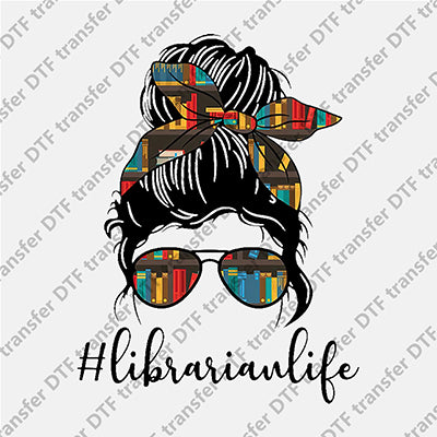 Librarian Life Messy Bun DTF transfers MB.015