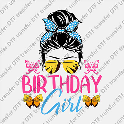 Birthday Girl Messy Bun DTF transfers MB.024