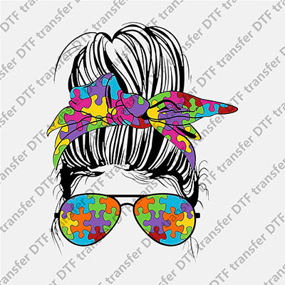 Puzzle Messy Bun DTF transfers MB.026