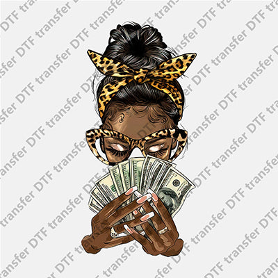 Black Girl Messy Bun DTF transfers MB.027