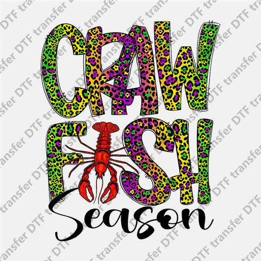 Mardi Gras Craw Fish Season Colored Leopard DTF transfers MGD.001