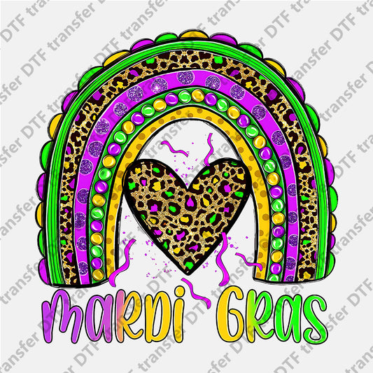 Mardi Gras Leopard Purple Rainbow DTF transfers MGD.006