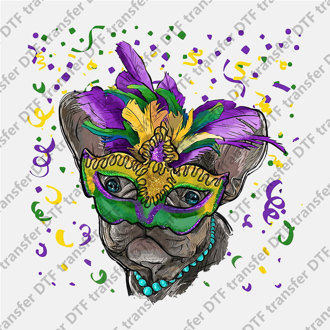 Mardi Gras Mask French Bulldog DTF transfers MGD.027