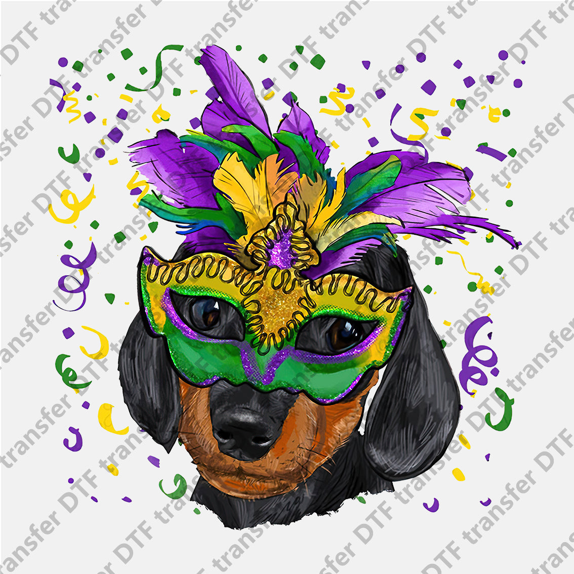 Mardi Gras DTF Mask Dog Animal transfers MGD.028