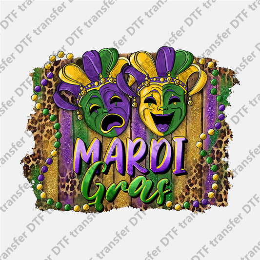 Mardi Gras Cry and Laugh Mask DTF transfers MGD.031