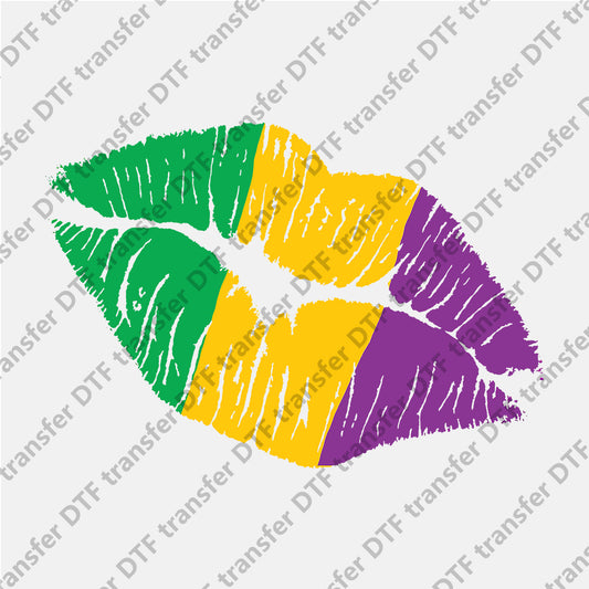 Mardi Gras Lips Green Yellow Purple DTF transfers MGD.035