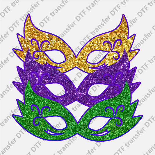 Mardi Gras Yellow Purple Green Mask DTF transfers MGD.038