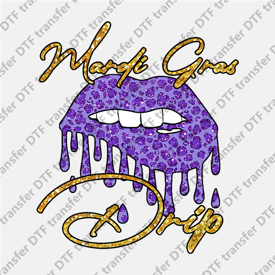 Mardi Gras Purple Shiny Lips Drip DTF transfers MGD.046