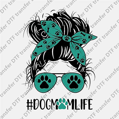 Dog Mom Life Messy Bun DTF transfers MOMLIFE.007