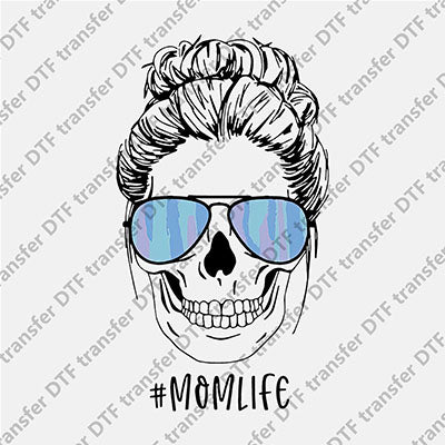 Skull Messy Bun Momlife DTF transfers MOMLIFE.020