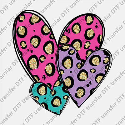 Three Leopard Heart DTF transfers MOMLIFE.030