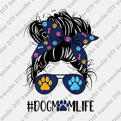 Dog Mom Life Messy Bun DTF transfers MOMLIFE.032