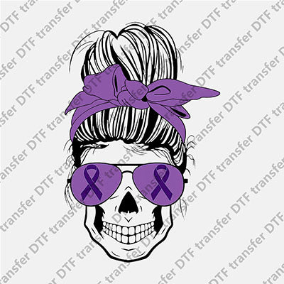 Skull Messy Bun DTF transfers MOMLIFE.034