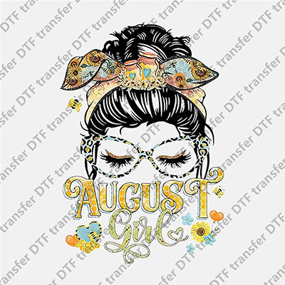 August Girl Messy Bun DTF transfers MON G.001