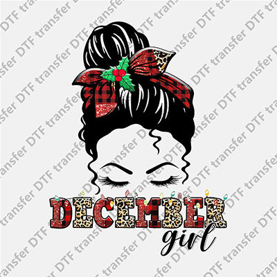 December Girl Messy Bun DTF transfers MON G.002