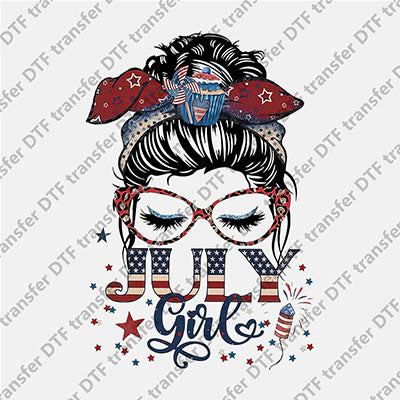 July Girl Messy Bun DTF transfers MON G.007