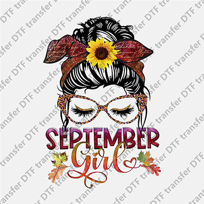 September Girl Messy Bun DTF transfers MON G.011