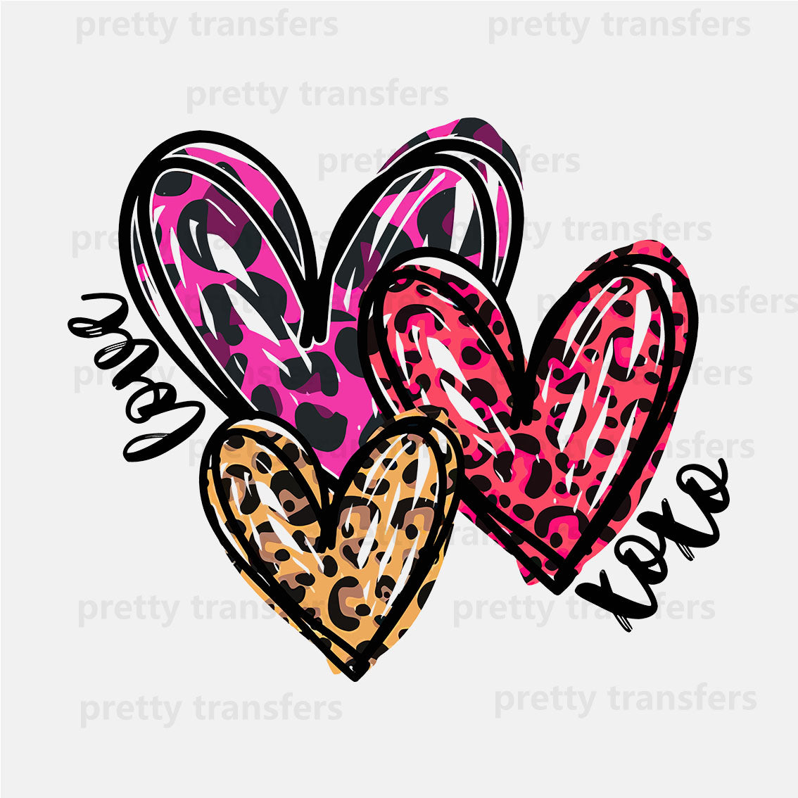 Leopard Three Hearts Valentine's Day DTF transfers NO.058