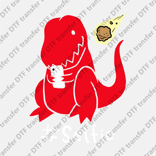 Selfie Red Dinosaur DTF transfers NO.084