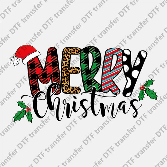 Christmas Plaid Letters DTF transfers NO.1001