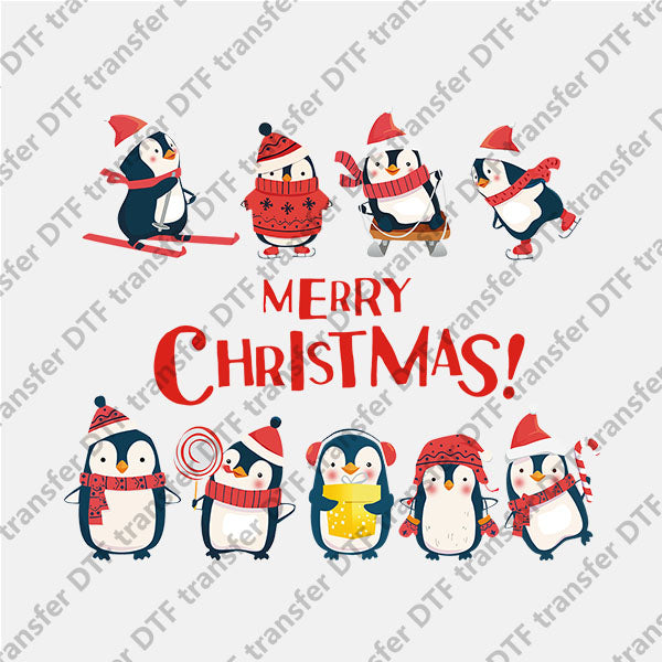 Christmas Nine Penguins DTF transfers NO.1023