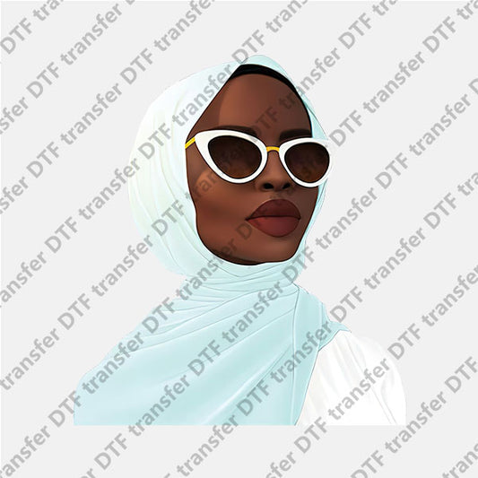 Sunglasses Blue Turban Black Girl DTF transfers NO.1027