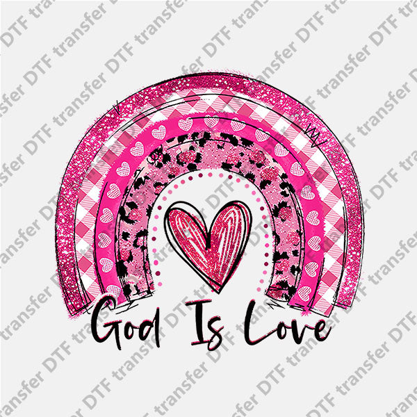 Pink Rainbow Heart DTF transfers NO.1035