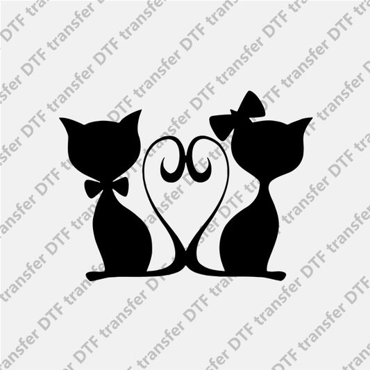 Couple Cat with Heart Animal DTF transfers NO.109