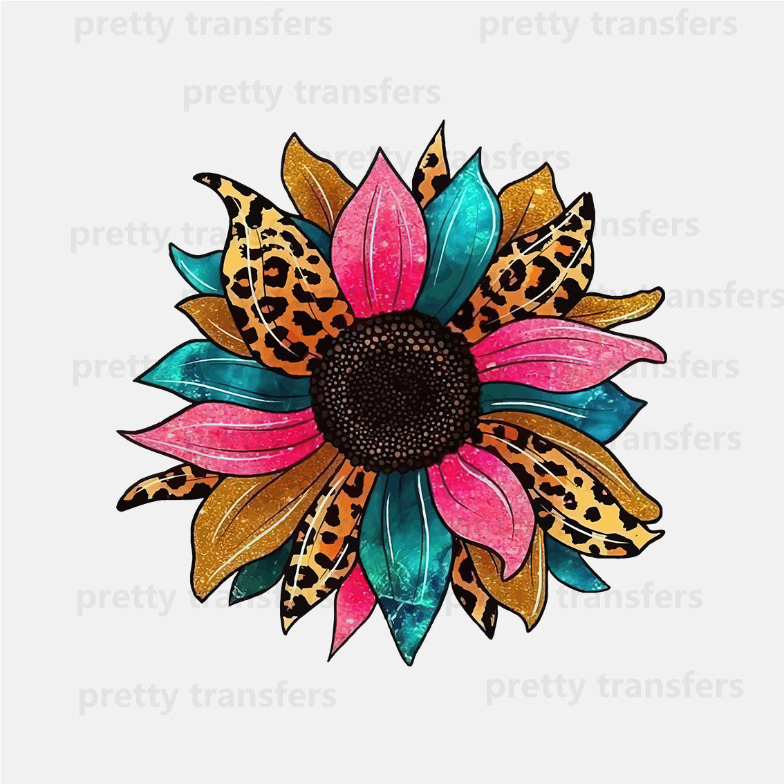 Leopard Colorful Flower DTF transfers NO.126