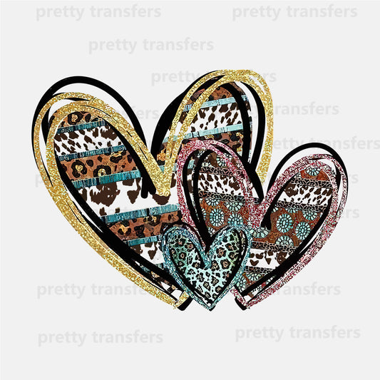 Three Leopard Hearts DTF transfers NO.127