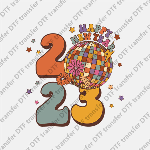 2023 Happy New Year Colored Ball DTF transfers 2023NY.002