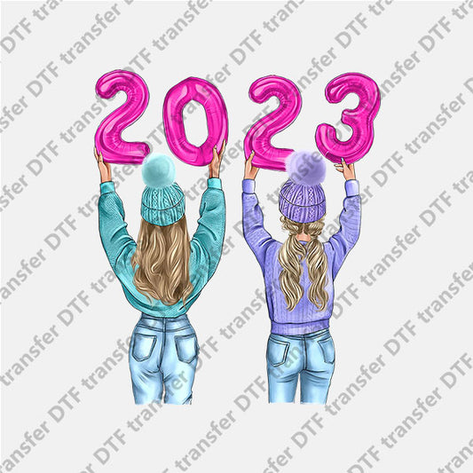 2023 Two Girls Pink Balloon DTF transfers 2023NY.009